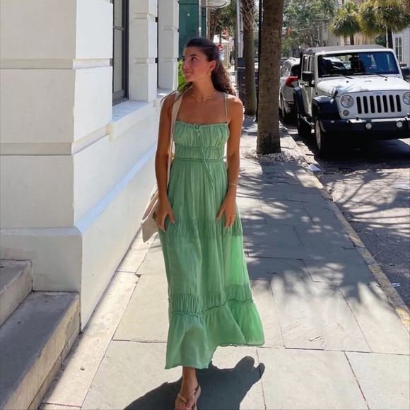 Free People Taking Sides Maxi Dress in Green - Picture 3 of 4